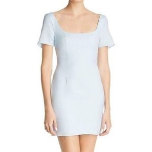 FAME AND PARTNERS Blue Linen Blend Mini Dress